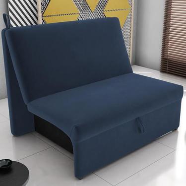 Imagem de Sofá Cama Melu 2 Lugares Sem Braça Para Sala - RS Store, Suede Azul Ma