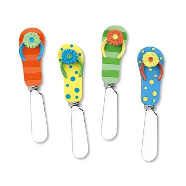 Imagem de UPware 4-Piece Hand Painted Resin Handle with Stainless Steel Blade Cheese Spreader Butter Spreader knives (Flip Flops)