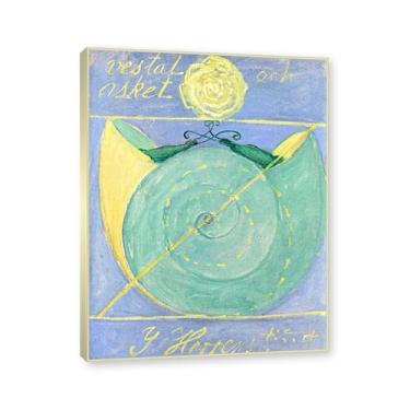 Imagem de NHLDZYH Moldura de champanhe. Pôster Hilma Af Klint, (Caos Primordial, nº 09), reproduções de pinturas famosas, imagem de arte abstrata para sala de estar quarto decoração de casa. 40 x 50 cm-15,8 x