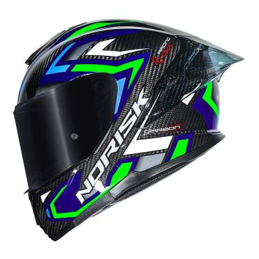 Imagem de Capacete Norisk Carbon R Spot Azul e Verde
