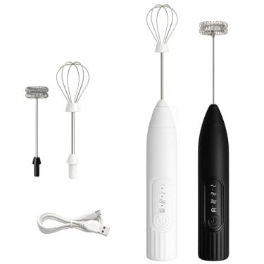 Imagem de Mixer Elétrico Recarregável 3 Velocidades – Portátil, Inox, USB Sem Fio | Espumador de Leite, Batedor de Ovos, Mixer para Café, Chantilly e Bebidas