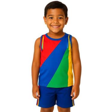Imagem de Conjunto Infantil Temático Fantasia Frevo Com Regata e Short - Calupa,