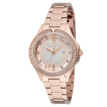 Imagem de Relógio feminino TechnoMarine Luna Tides com mostrador madrepérola - 33 mm, ouro rosa (TM-826009)