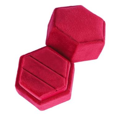 Imagem de Caixa Para Alianças De Casamento | Porta-Alianças De Noivado Em Veludo | Organizador Geométrico Para Viagem Armazenamento Joias | Apresentação Mulheres Homens Raparigas