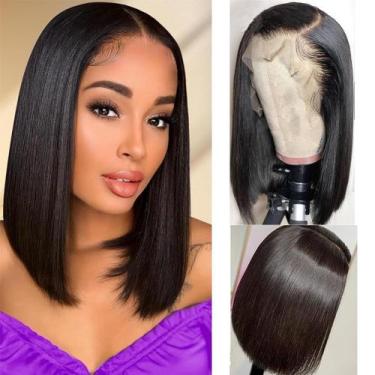 Imagem de Peruca TONGMAY Lace Front Bob Human Hair 13x4 HD Lace 14" preta