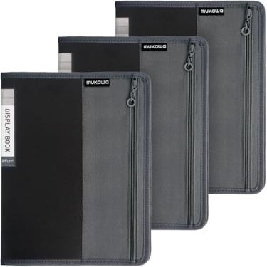 Imagem de MUKAWA Fichário com 30 bolsos, pacote com 3, pasta de carteira de 21 x 28 cm com mangas de plástico, comporta 60 páginas, fichário de documentos para certificados, receitas, obras de arte, folhas de