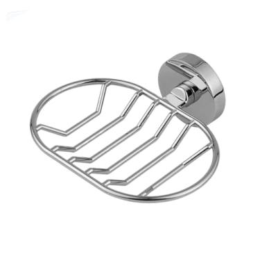 Imagem de Saboneteira de Parede Moderna, Aço Inox, Prata, Design Geométrico, Dupla Fixação, 13x5,14 cm, com Kit de Instalação