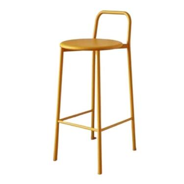 Imagem de Banco de bar de pub Cadeira de balcão bar restaurante cor ferro casual cadeira perna alta com encosto(Yellow)