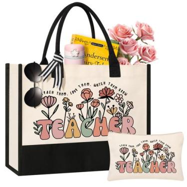 Imagem de Conjunto de presentes Tecanne Teacher Appreciation, sacola de lona fem
