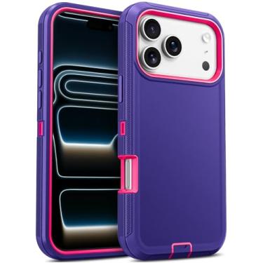 Imagem de Jelanry Capa para iPhone 17 Pro 5G de 6,3 polegadas, resistente, resistente e de camada dupla, à prova de choque, proteção à prova de quedas, com porta antipoeira e armadura de arranhões, capa