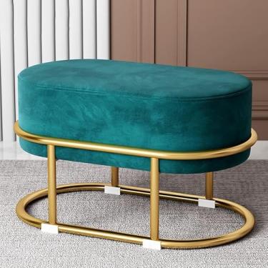 Imagem de Banquinho De Vaidade De Veludo Otomano Moderno Pequeno Descanso Para Os Pés Banquinho De Maquiagem Com Pernas De Metal Dourado Estofado Cadeira De Vaidade Aconchegante Para Sala De Maquia, G