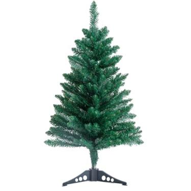 Imagem de Árvore de Natal artificial de 90 m, árvore de Natal verde de mesa com suporte de metal, mini pinheiro de Natal para suprimentos de festa, decoração de casa