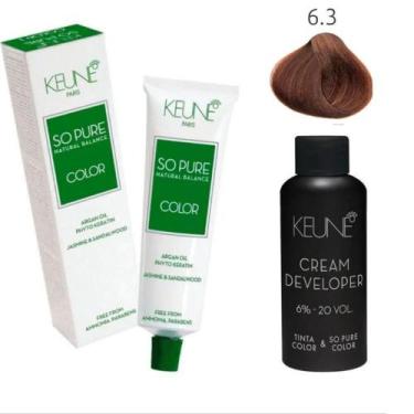 Imagem de Tinta Keune So Pure 6.3 Louro Esc Do + Ox Cream Dev 6% 20Vol