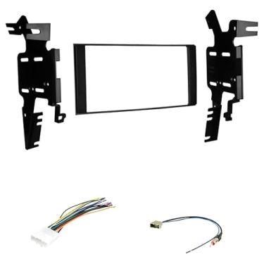 Imagem de Kit estéreo de carro Double Din, chicote de fios e adaptador de antena de recepção de rádio AM/FM - Feito para Nissan Frontier 2013-2021 (sem acabamento S 2014-2015 com cabine King; não veículos com