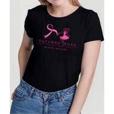 Imagem de Camiseta Camisa Feminina Masculina Algodão Campanha Outubro Rosa Preve