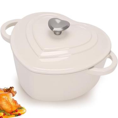 Imagem de 1,9 Litros, Panela de Ferro Fundido Esmaltada, Panela Esmaltada, Forno Holandes, Branco, 25.5*15 cm