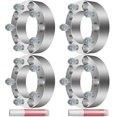 Imagem de ECCPP Conjunto de 4 espaçadores de roda de 1,5 polegadas 5 x 5,5 5 x 139,7 kit adaptador espaçador de roda com furo de cubo M 1/2 108 mm para Bronco CJ5 CJ6 CJ7 E-100 Econoline E-150 E-150 5 Lug Prata