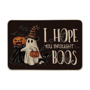Imagem de Capacho Artoid Mode Black Ghost Pumpkins Cat Halloween 60x90cm