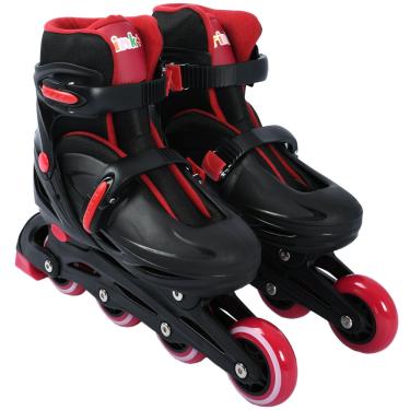 Imagem de Patins Infantil Inline Tamanho 36-39 Preto e Vermelho - brink+