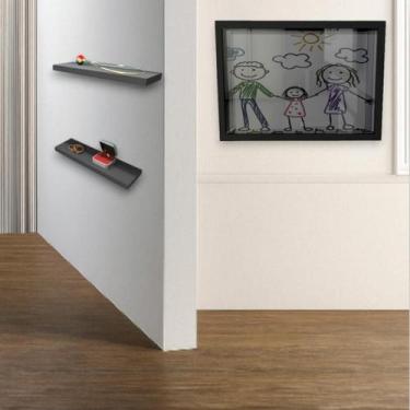 Imagem de Kit Quadro Decorativo 2 Prateleiras MDF 25x8  Conjunto Parede Moderna 
