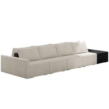 Imagem de Sofá Ilha Modular Para Sala 392cm com Puff Dublin K01 Bouclê Creme e S