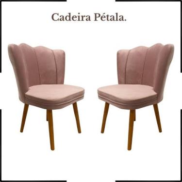 Imagem de Kit 2 Cadeiras Pétala Decorativa Tecido Veludo Pés Palito - Bela Móvei
