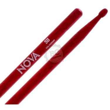 Imagem de Baqueta Vic Firth Nova Series Hickory Red Padrão 5B Clássica Vermelha com Ponta de Madeira (7369)