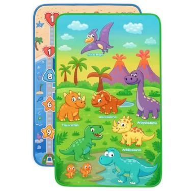 Imagem de Tapete Infantil Dupla Face Dobrável Impermeável Antiderrapante com Estampas Coloridas de Animais, Letras e Números – Conforto, Segurança e Diversão para Crianças - Sortido (Menino)