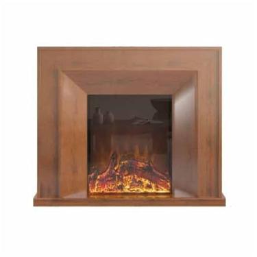 Imagem de Lareira Decorativa Lareira elétrica com manto de carvalho, lareira decorativa autônoma chama realista LED e controle remoto(Brown,S)