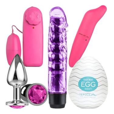 Imagem de Plug Anal + Vibrador Bullet Ponto G Egg Anel Kit Sexshop