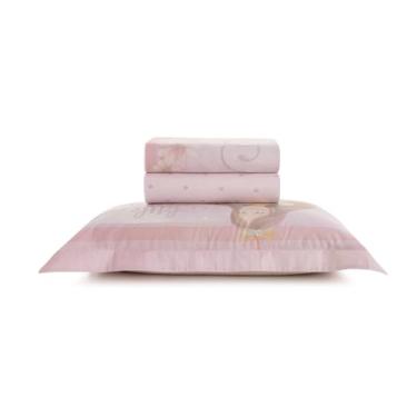 Imagem de Jogo de Lençol Solteiro Karsten Infantil Percal 200 fios 100% Algodão Estampado com Virol 3 peças (Princesinha)