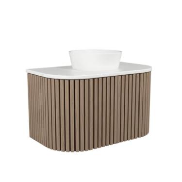 Imagem de Gabinete Para Banheiro Suspenso 80 Cm Com Cuba E Tampo De Pedra Manchester Jequitiba