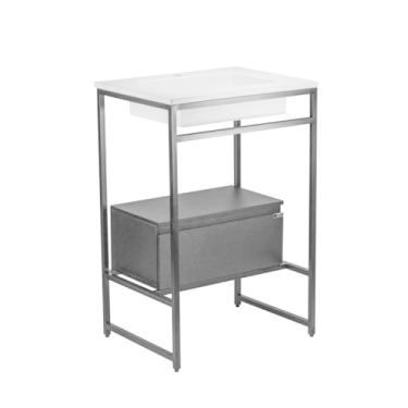 Imagem de Gabinete para Banheiro Iron Black com Gaveteiro 60cmx45cm Preto Fosco/Branco Fosco