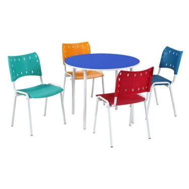 Imagem de Conjunto Redondo Juvenil Azul c/ Cadeiras em Polipropileno - SchoolCen