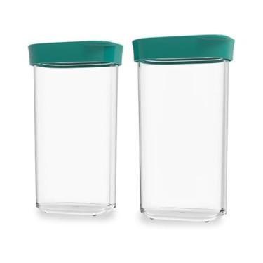 Imagem de Kit Conjunto De 02 Potes Herméticos Mantimentos Acrílico 60 (VERDE)