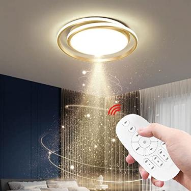 Imagem de Luminária de teto moderna regulável com controle remoto, luminária de teto LED para quarto, iluminação de teto LED redonda de metal acrílico 38w, luminária de teto para sala de estar, quarto