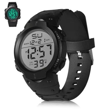 Imagem de YUEWEESER Relógio digital masculino esportivo feminino à prova d'água grande visor com luz traseira LED alarme data para natação, treinamento, corrida, atividades internas ao ar livre