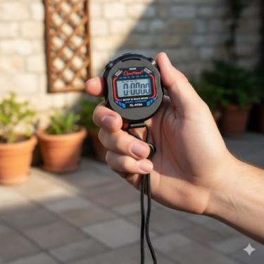 Imagem de Cronômetro Digital de Mão Esportivo com Alarme e Relógio para Corrida Crossfit
