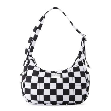 Imagem de TOPDesign Bolsa de ombro acolchoada para mulheres, bolsa Hobo ultraleve, mini bolsa clutch com zíper, alça ajustável, Tabuleiro de xadrez, Medium, Casual