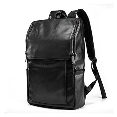 Imagem de Mochila de luxo para homens bolsa escolar de couro bolsa de viagem masculina casual mochila para adolescente bolsa para laptop
