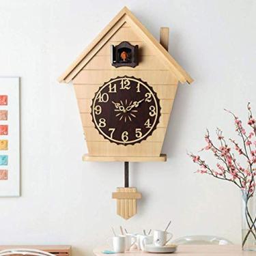 Imagem de Relógio de cuco retrô, relógio de pêndulo decoração de parede inspirado na floresta negra casa crianças quarto cozinha escritório decoração de casa (cor de madeira B) (cor de madeira A)