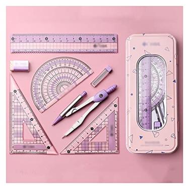 Imagem de Bússola geométrica bússolas conjunto de regras régua reta triângulo ferramenta de desenho estudante multifuncional desenho de aprendizagem uso do estudante bússola de desenho (tamanho: D)