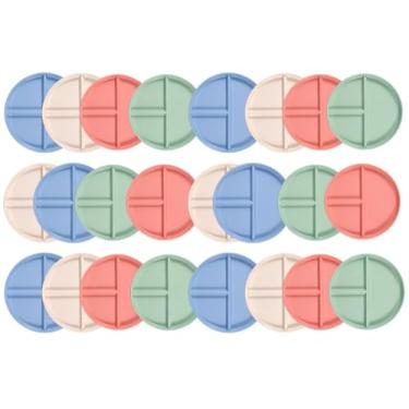 Imagem de 24 peças de pratos de jantar divididos 23 cm, placa de controle de porção empilhável com 3 compartimentos para perda de peso, pratos reutilizáveis de palha de trigo, seguro para micro-ondas para