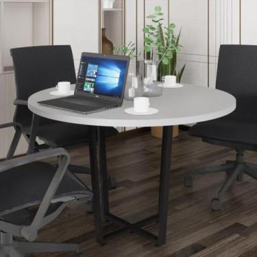 Imagem de Mesa Escritório de Reunião 110cm Redonda Multimóveis Cr25331 Cinza/preto