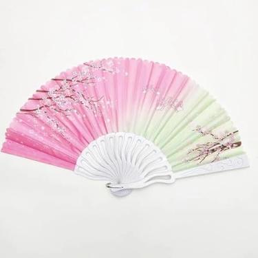 Imagem de Leque De Mão Grande Kung Fu Tai Chi Apresentação Dança(Rosa e Verde)