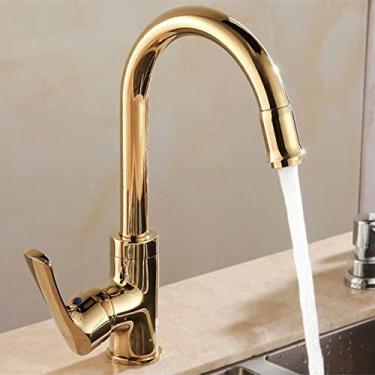 Imagem de Torneira de cozinha, torneira de pia de latão de furo único com alça dupla, torneira misturadora quente e fria, torneira de filtro de água, com rotação de 360°, montagem no convés, torneira sob o