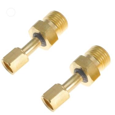 Imagem de Para oxigênio para acetileno para adaptadores de solda de propano 3/20.3 cm-24 (A) fêmea x 9/40.6 cm-18 (B) macho 200 psi para maçarico de tamanho A e para regulador de tamanho A para conexão de