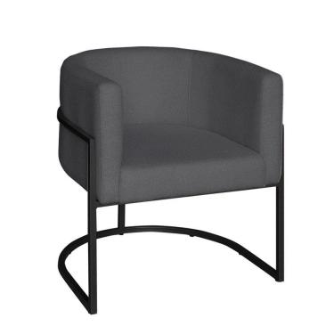 Imagem de Poltrona Base Industrial Preto Sala De Estar Lety Veludo S05 - D`rossi Cor Grafite