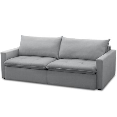 Imagem de Sofá Cama Retrátil Reclinável Para Sala de Estar 208cm Lari F04 Linho Cinza - Lyam Decor