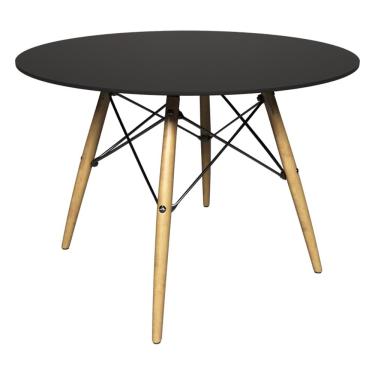 Imagem de Mesa Sala de Jantar Gustave Redonda Tampo MDF Base Madeira Preto - Gran Belo